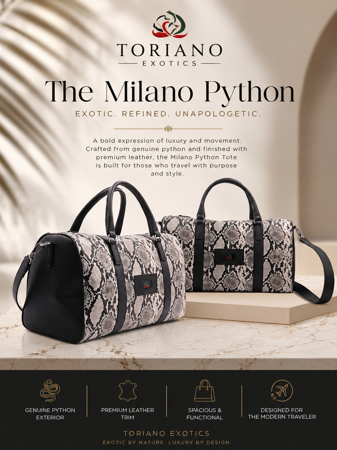 The Milano Python Tote